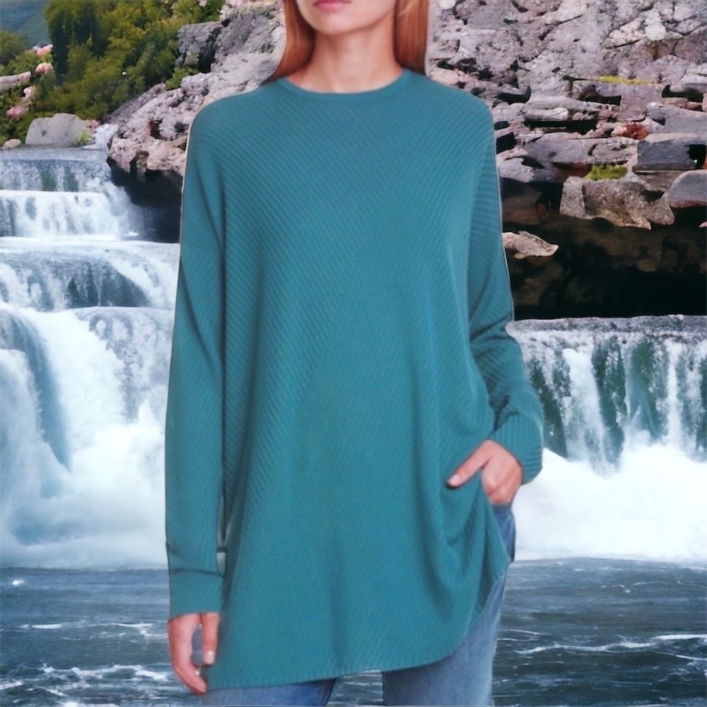 $348 Eileen Fisher Tunic Petite P P2 P4 Multi Directional Rib Dragonfly Textured